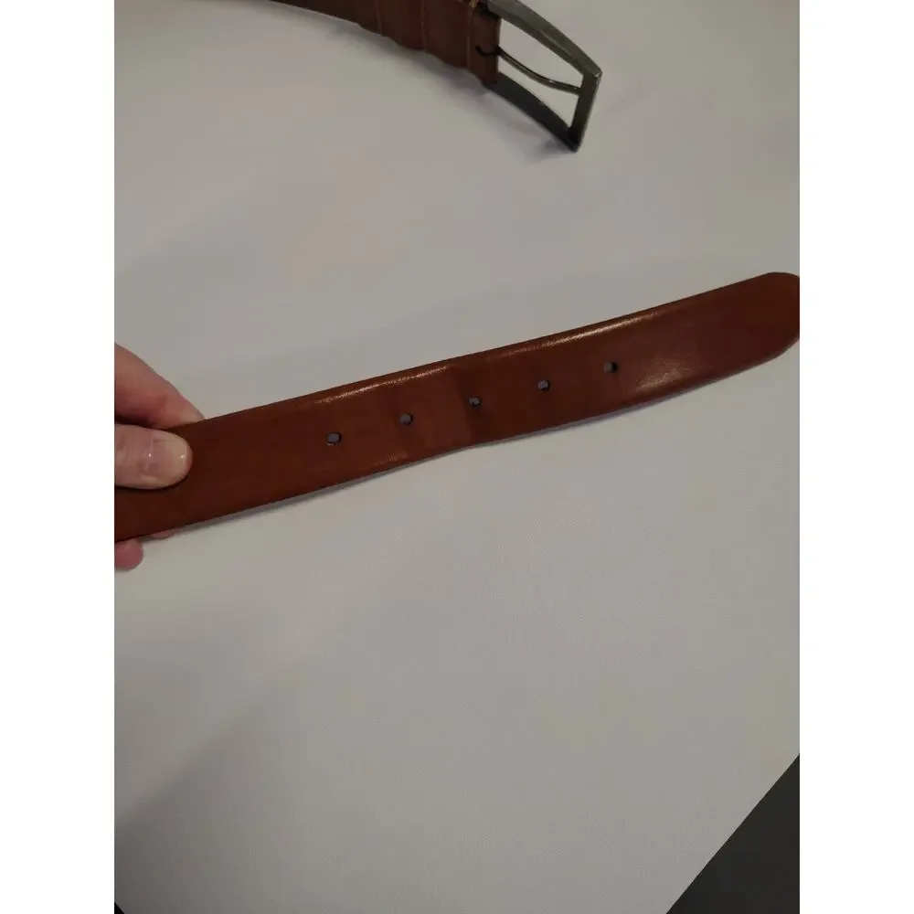 Joseph Abboud Genuine Leather Belt Men’s 34 Cognac Brown Hand Crafted in Italy